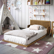 Reeded Wood Floor Twin Bed - Natural Oak