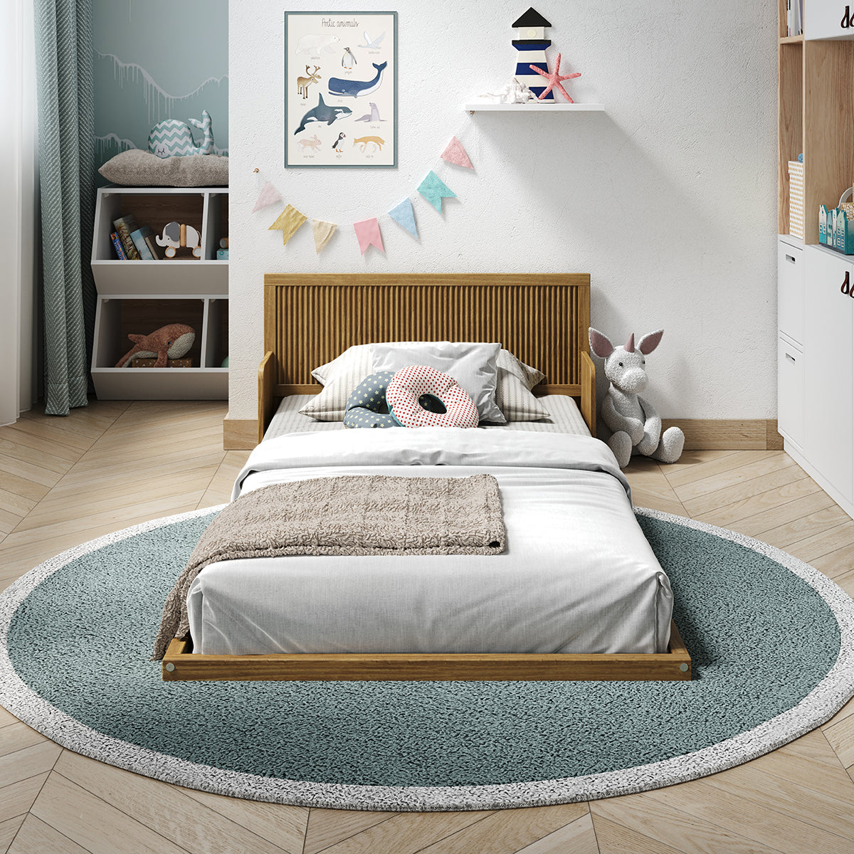 P'kolino Reeded Wood Floor Twin Bed - Natural Oak