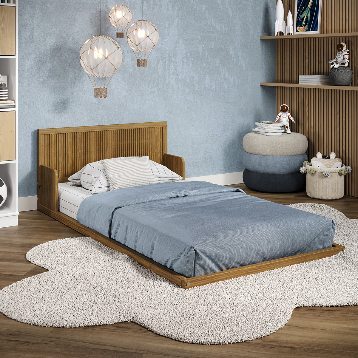 P'kolino Reeded Wood Floor Twin Bed - Natural Oak