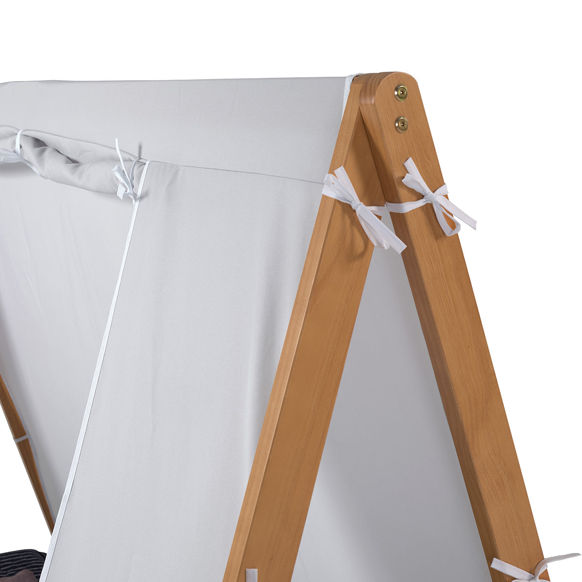 Kid's Tent Twin Floor Bed –  Grey Tent With Natural Frame