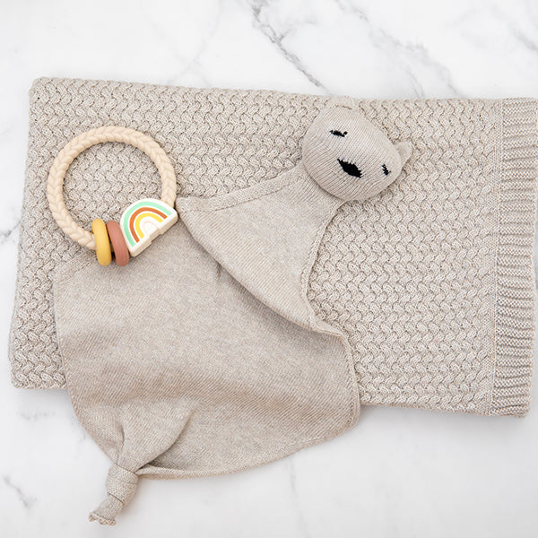 Criss Cross Organic Cotton Baby Blanket And Lovie Set