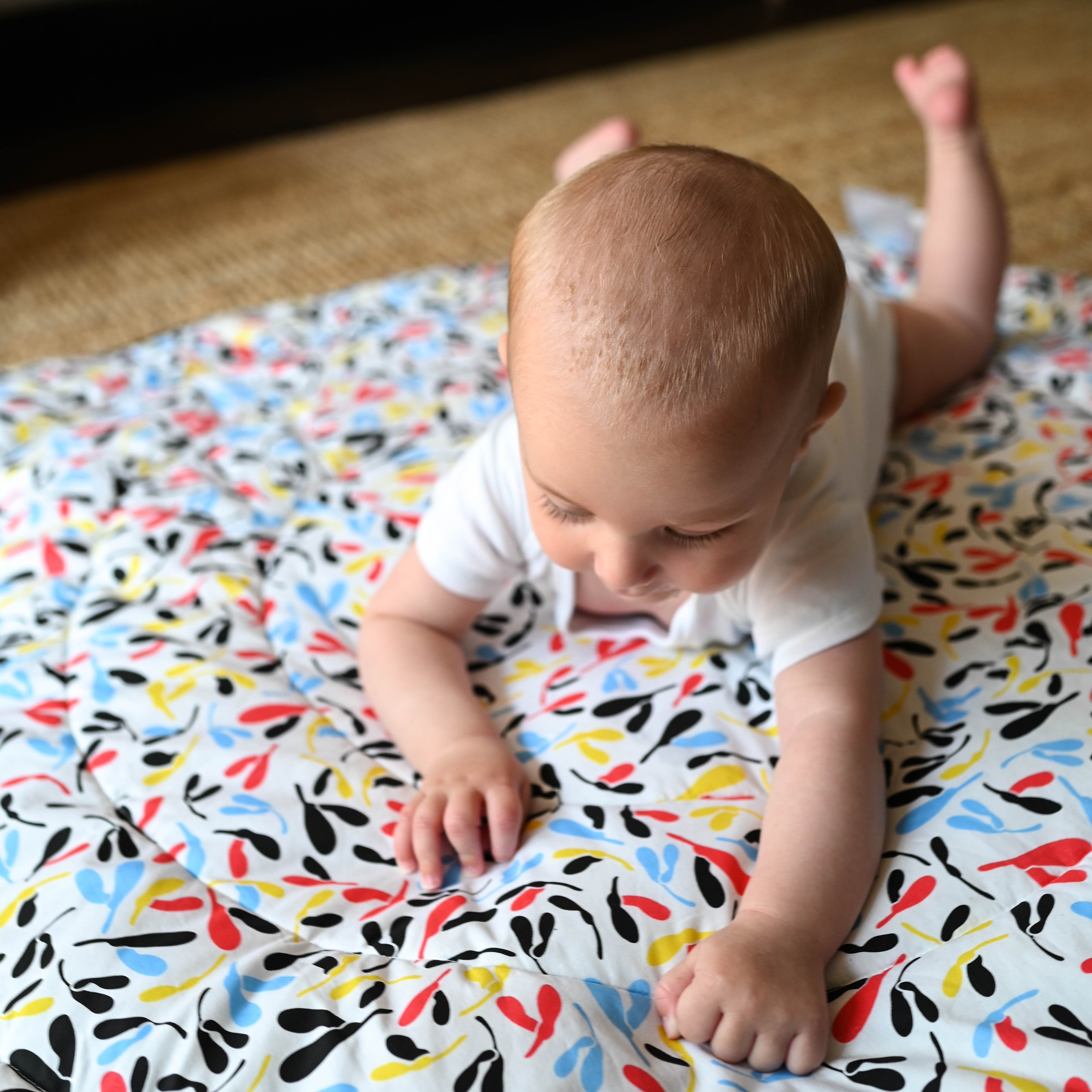 Plant Print Playmat- Reversible Newborn To 4 Months / 5+ Months