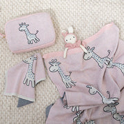 Petite Giraffe Organic Cotton Baby Blanket And Burp Cloth Set