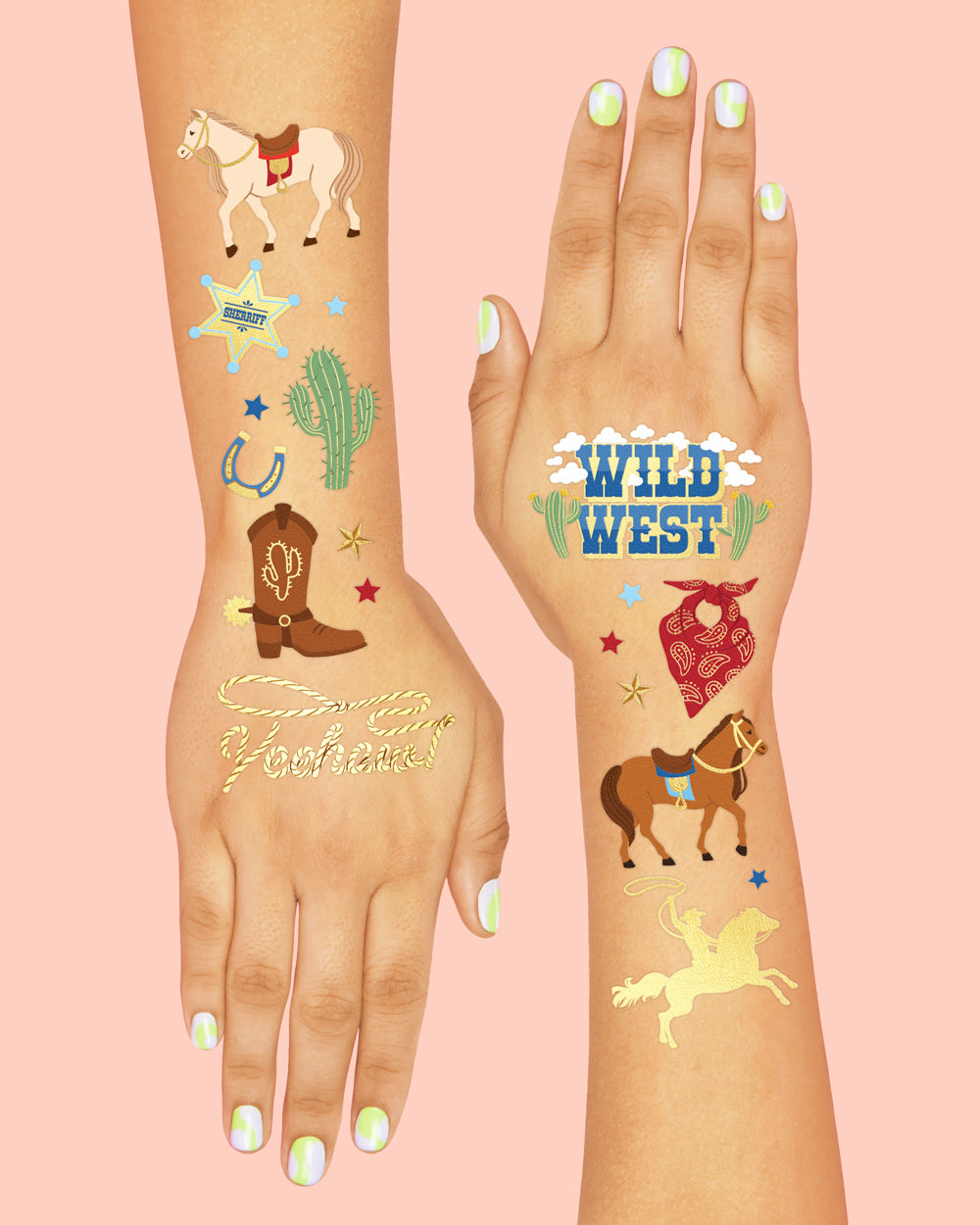 Wild Wild West Tats - 52 Foil Temporary Tattoos