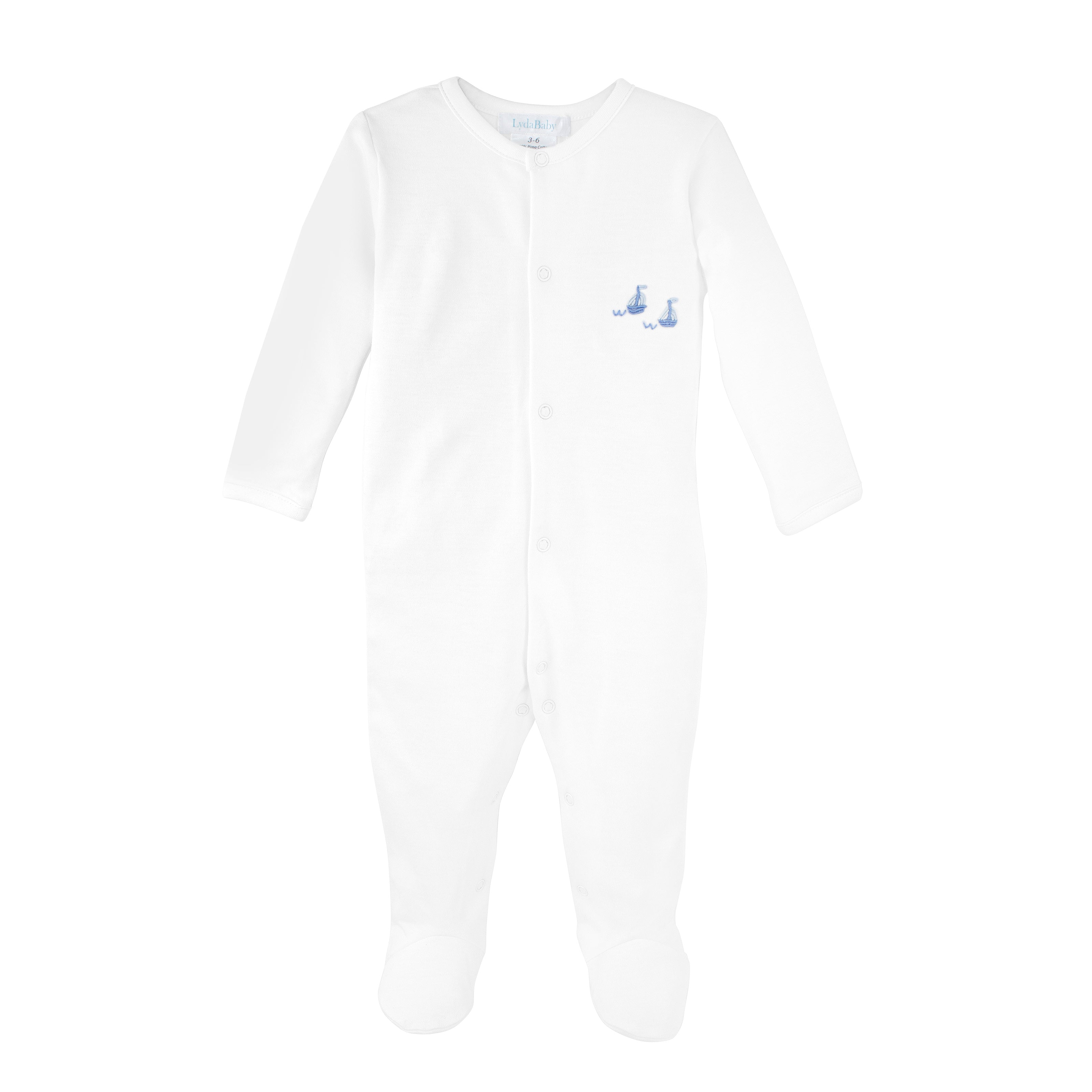 Graceful Sailboats Embroidery Footie | Baby Boy