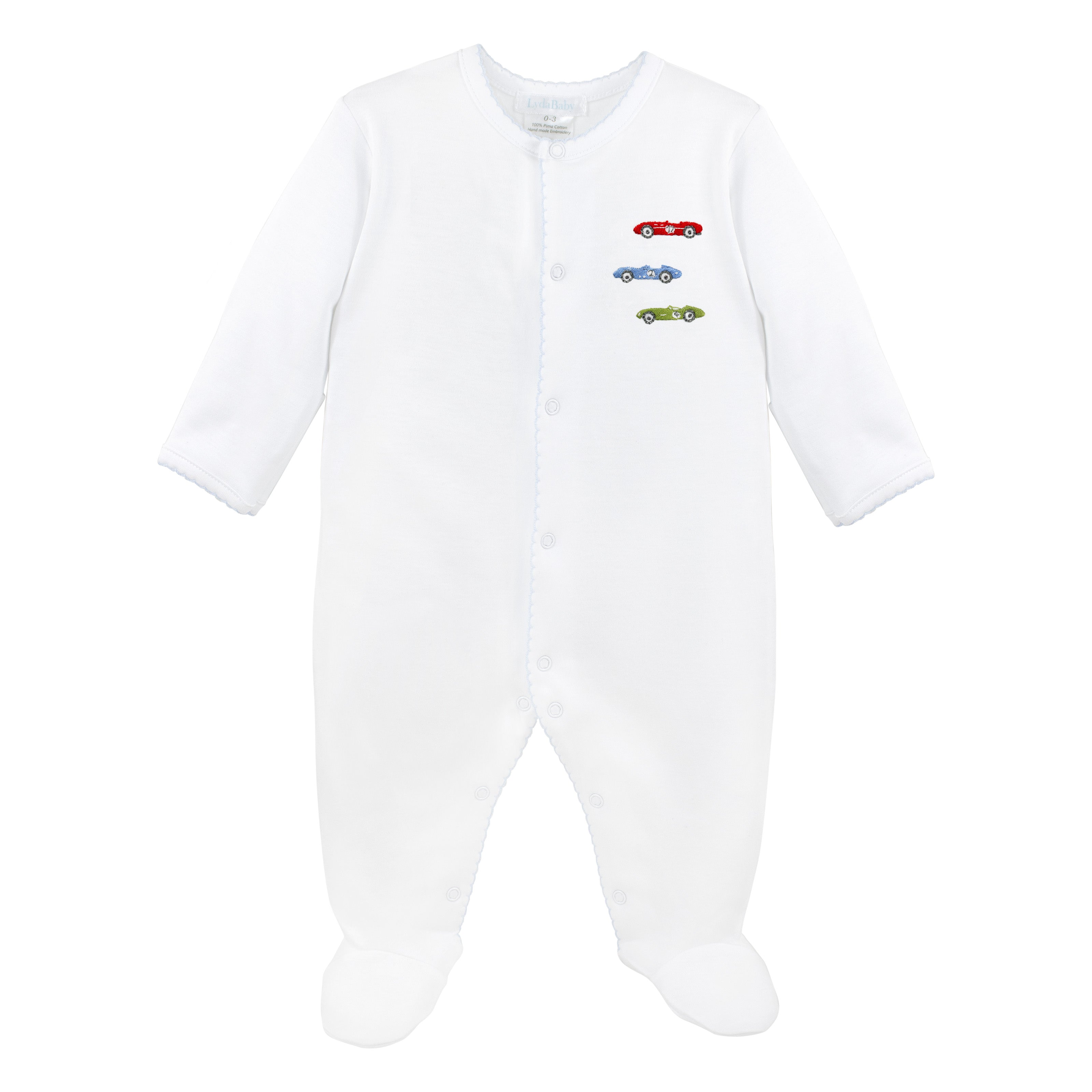 Vintage Racing Cars Embroidery Footie | Baby Boy