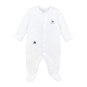 Small Sailboats Embroidery Footie | Baby Boy
