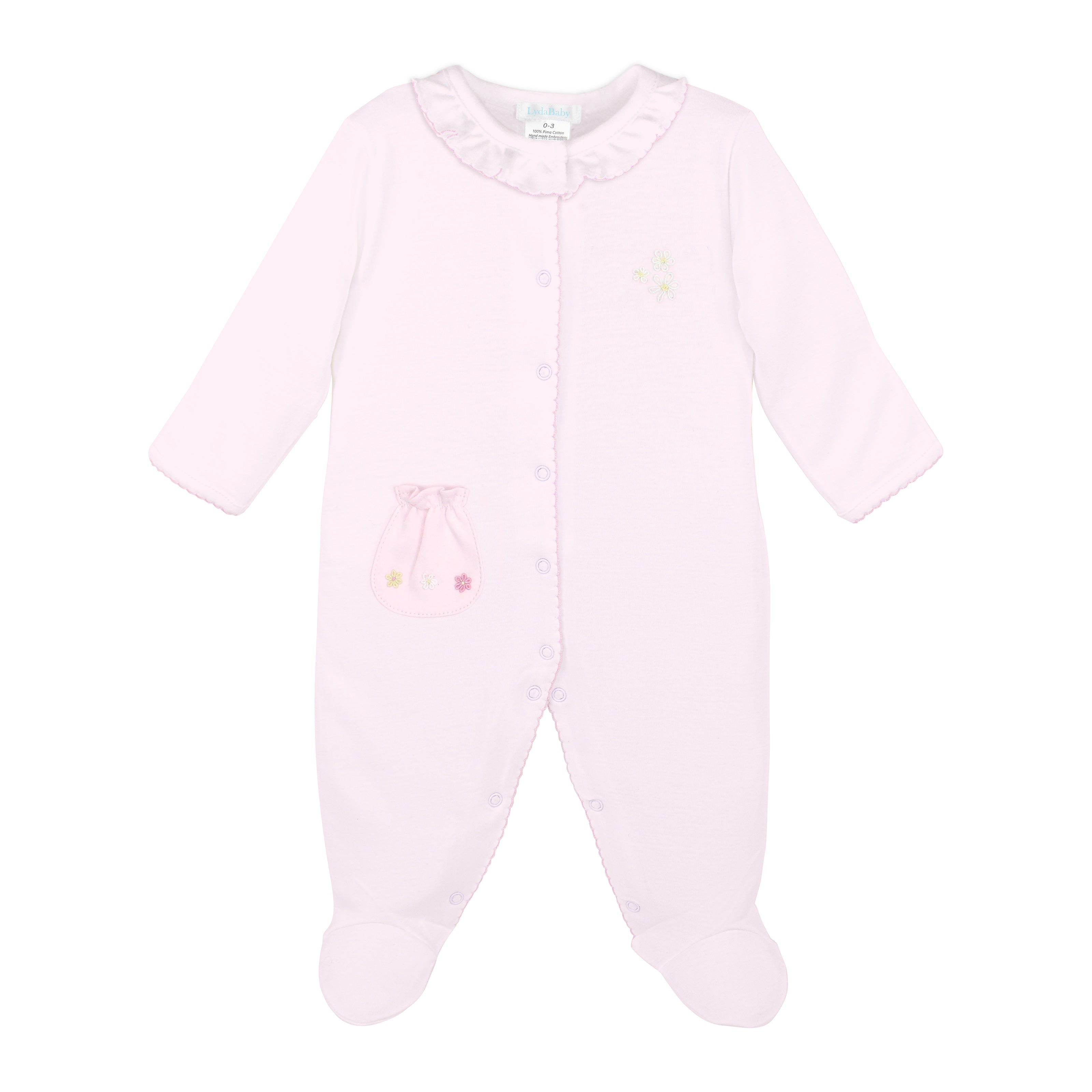 Summer Daisies Embroidery Footie | Baby Girl