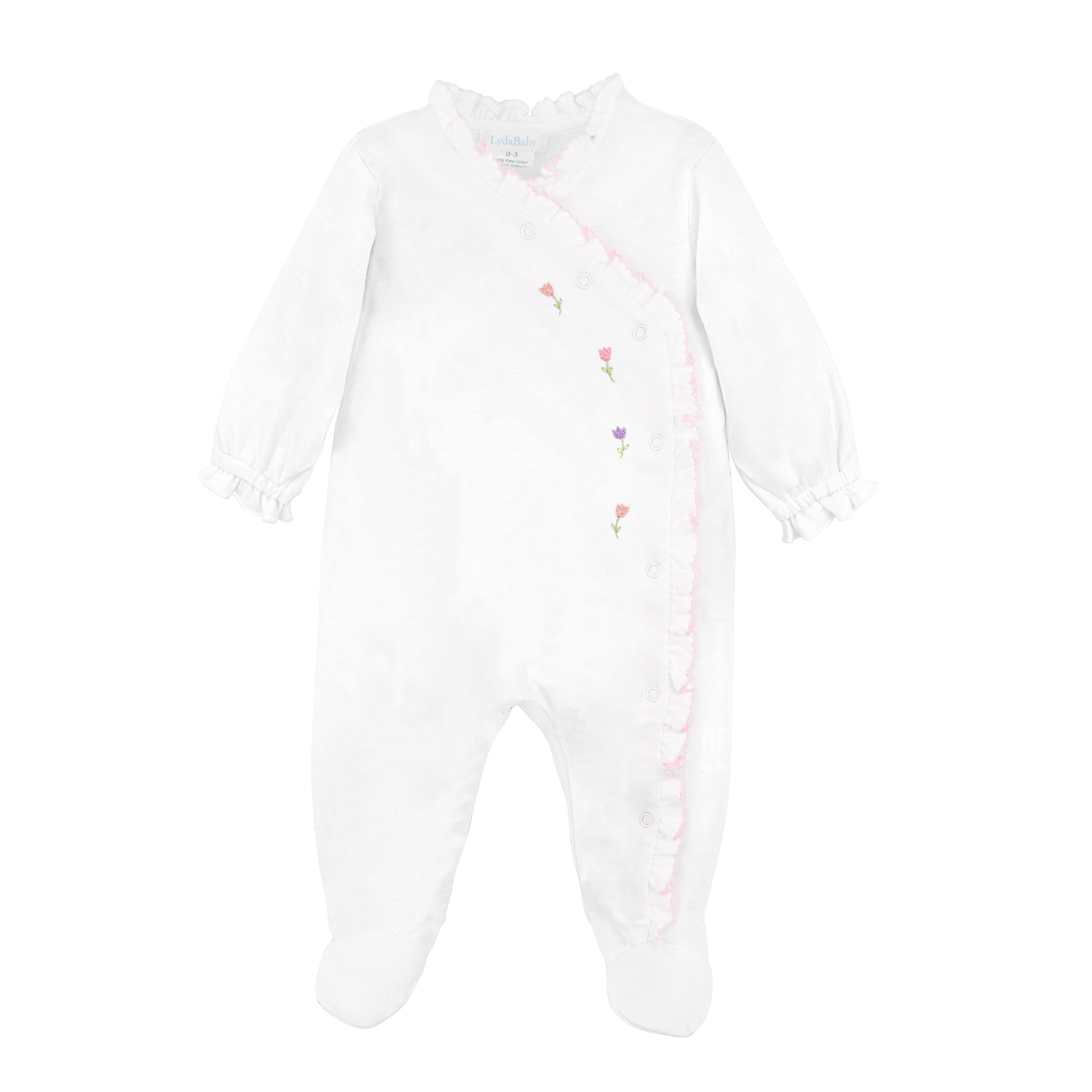 Bloom Tulip Embroidery Footie | Baby Girl