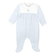 Anchors And Stripes Embroidery Footie | Baby Boy