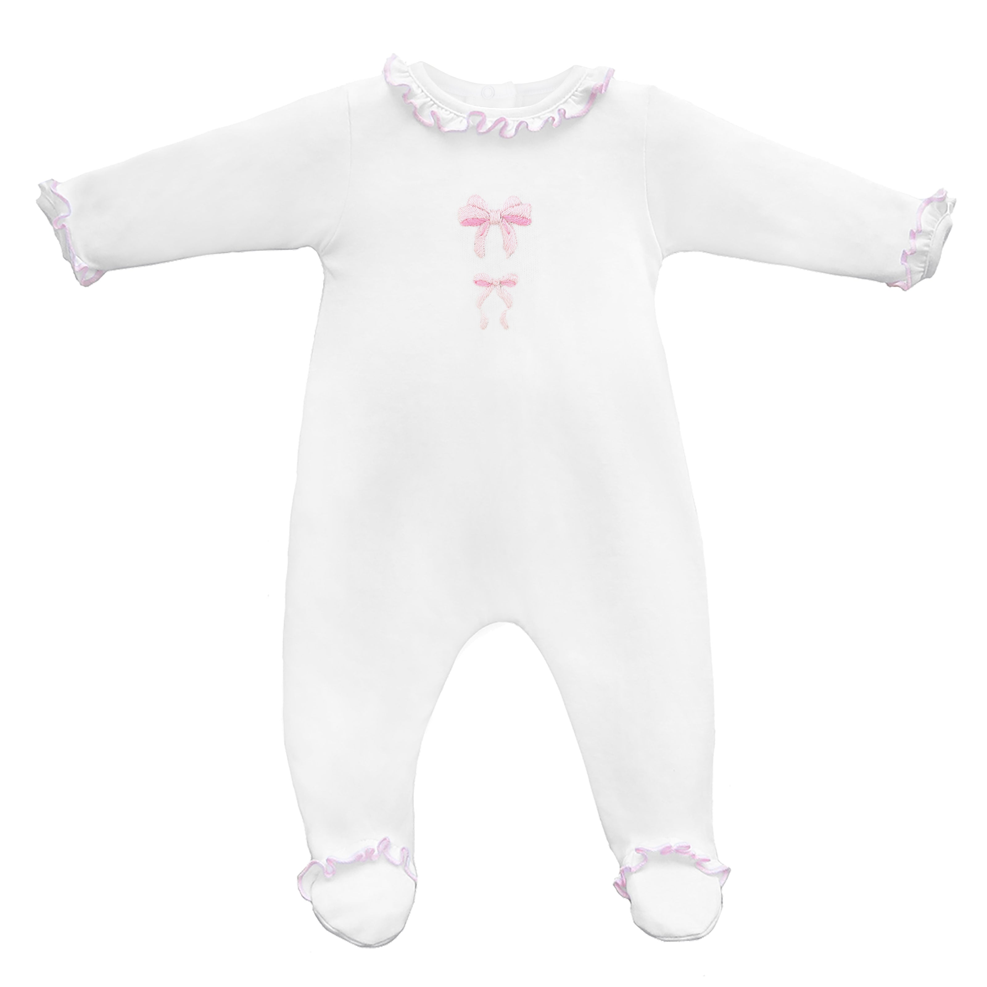 Lovely Bows Embroidery Footie | Baby Girl