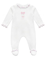 Lovely Bows Embroidery Footie | Baby Girl