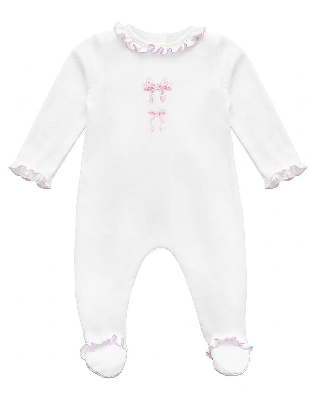 Lovely Bows Embroidery Footie | Baby Girl