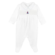 Sailing Boat Embroidery Footie | Baby Boy