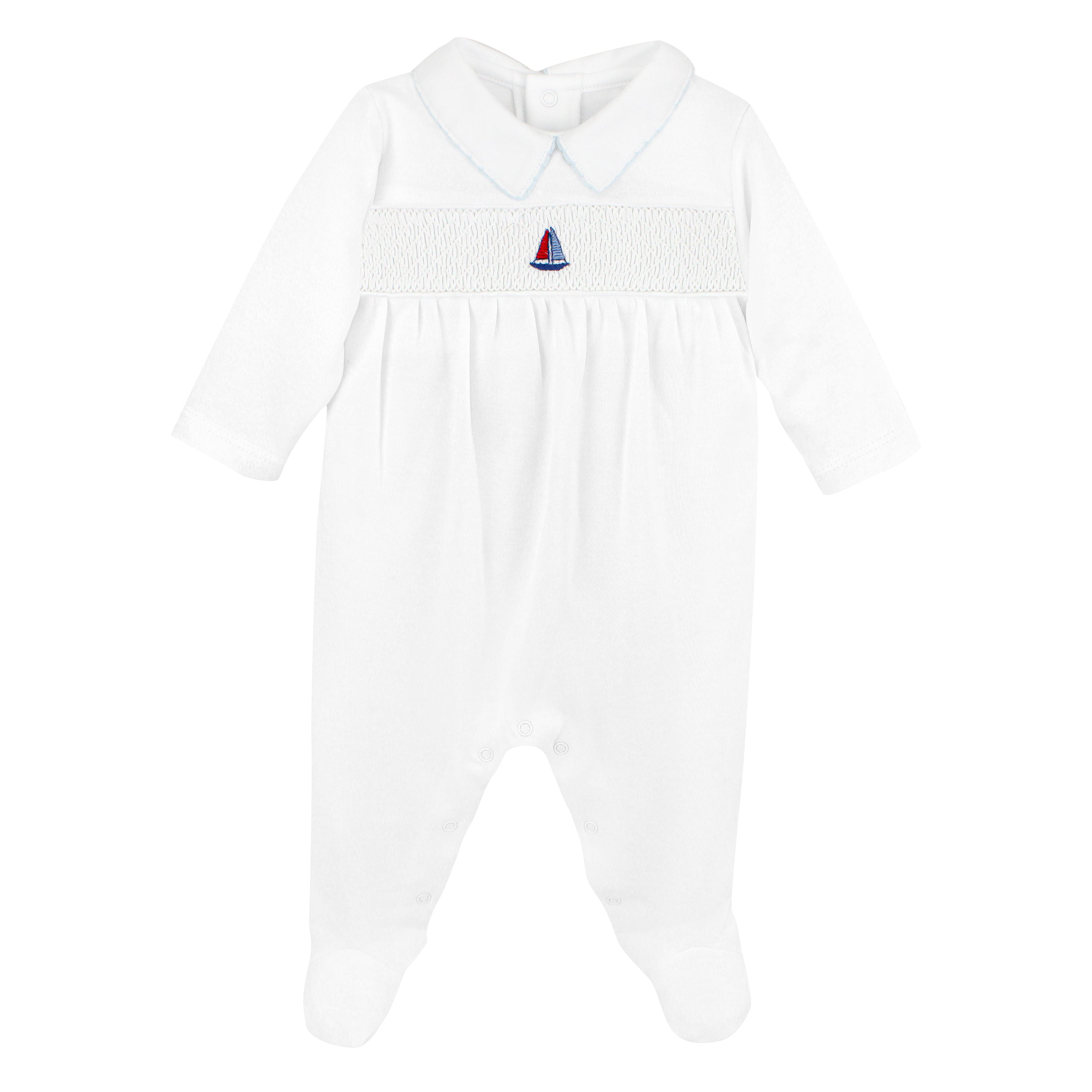 Sailing Boat Embroidery Footie | Baby Boy