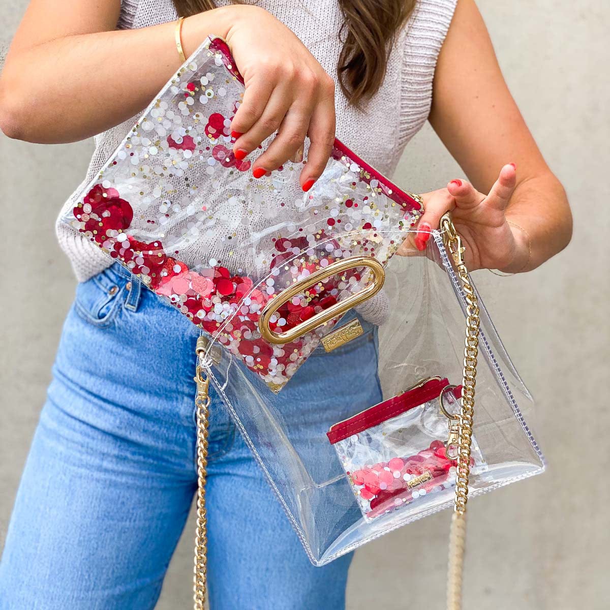 Confetti Strap And Clear Crossbody Bundle