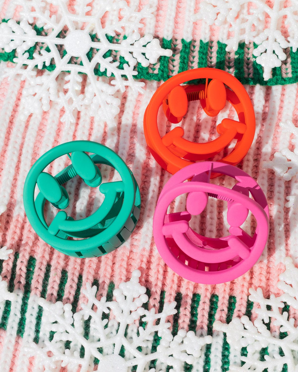 Smiley Hair Claw Clips (set Of 3)
