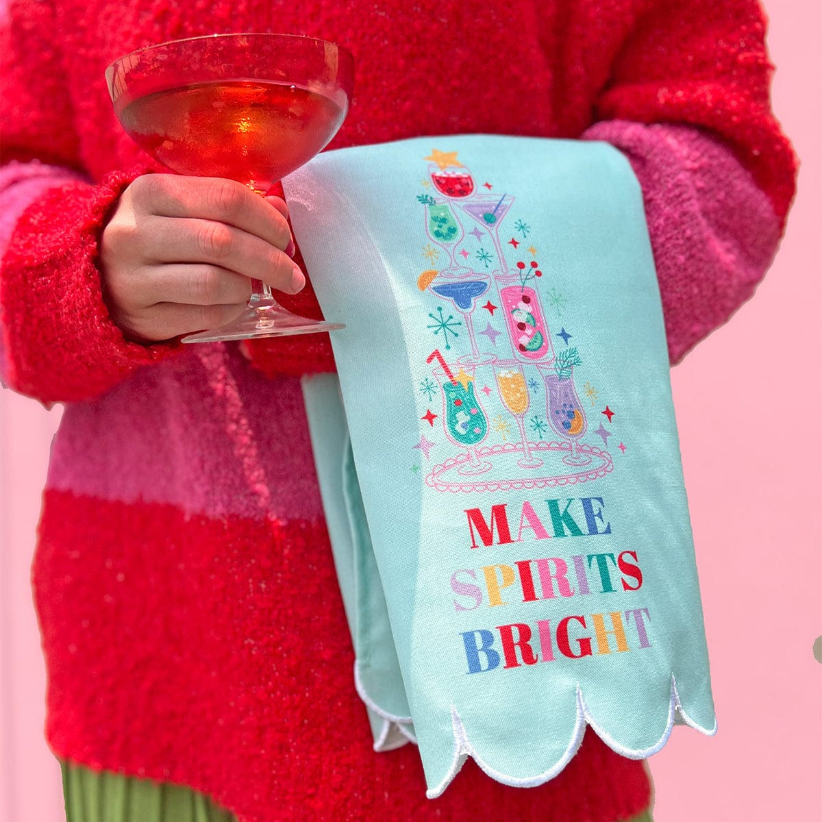 Make Spirits Bright Holiday Cotton Tea Towel