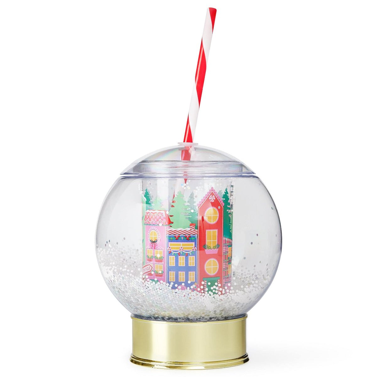 Holiday Village Snow Globe Novelty Sipper (christmas Cup - Set Of 1, 6, Or 12)
