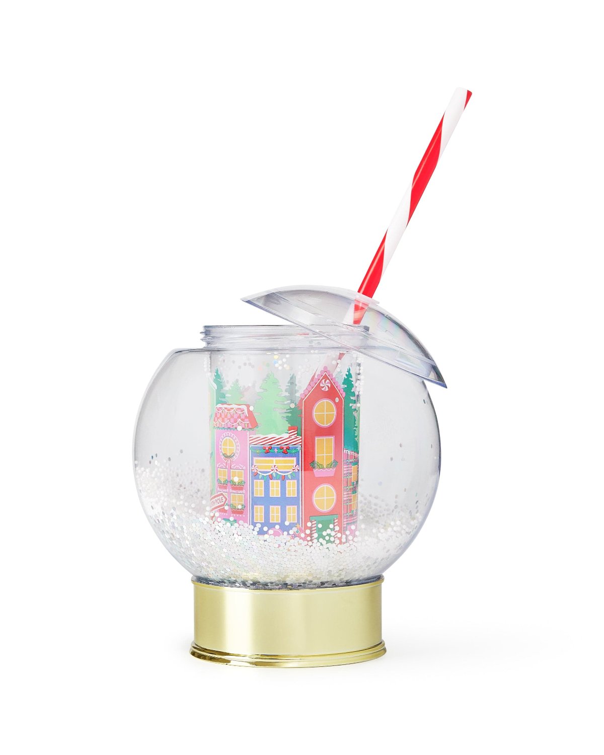 Holiday Village Snow Globe Novelty Sipper (christmas Cup - Set Of 1, 6, Or 12)