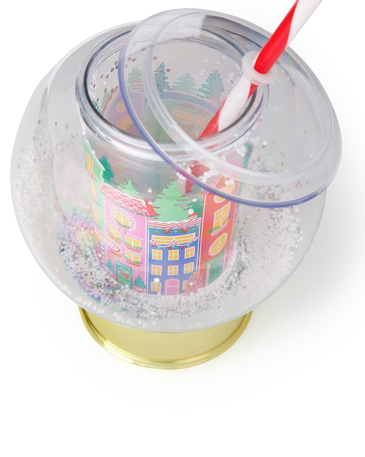 Holiday Village Snow Globe Novelty Sipper (christmas Cup - Set Of 1, 6, Or 12)