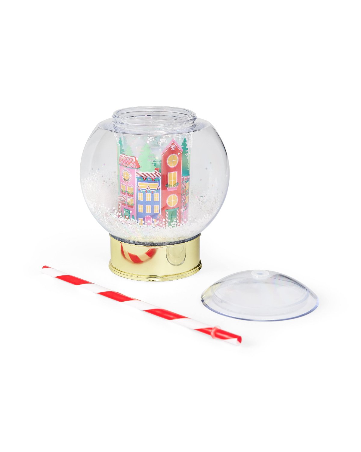Holiday Village Snow Globe Novelty Sipper (christmas Cup - Set Of 1, 6, Or 12)