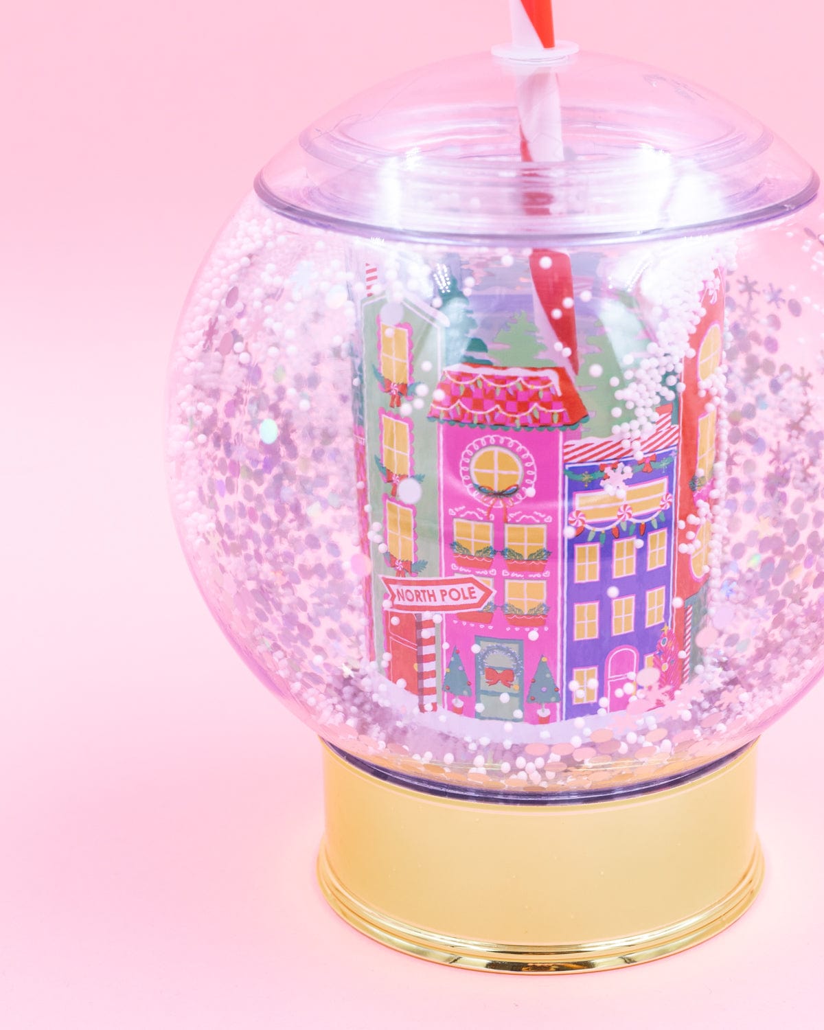Holiday Village Snow Globe Novelty Sipper (christmas Cup - Set Of 1, 6, Or 12)