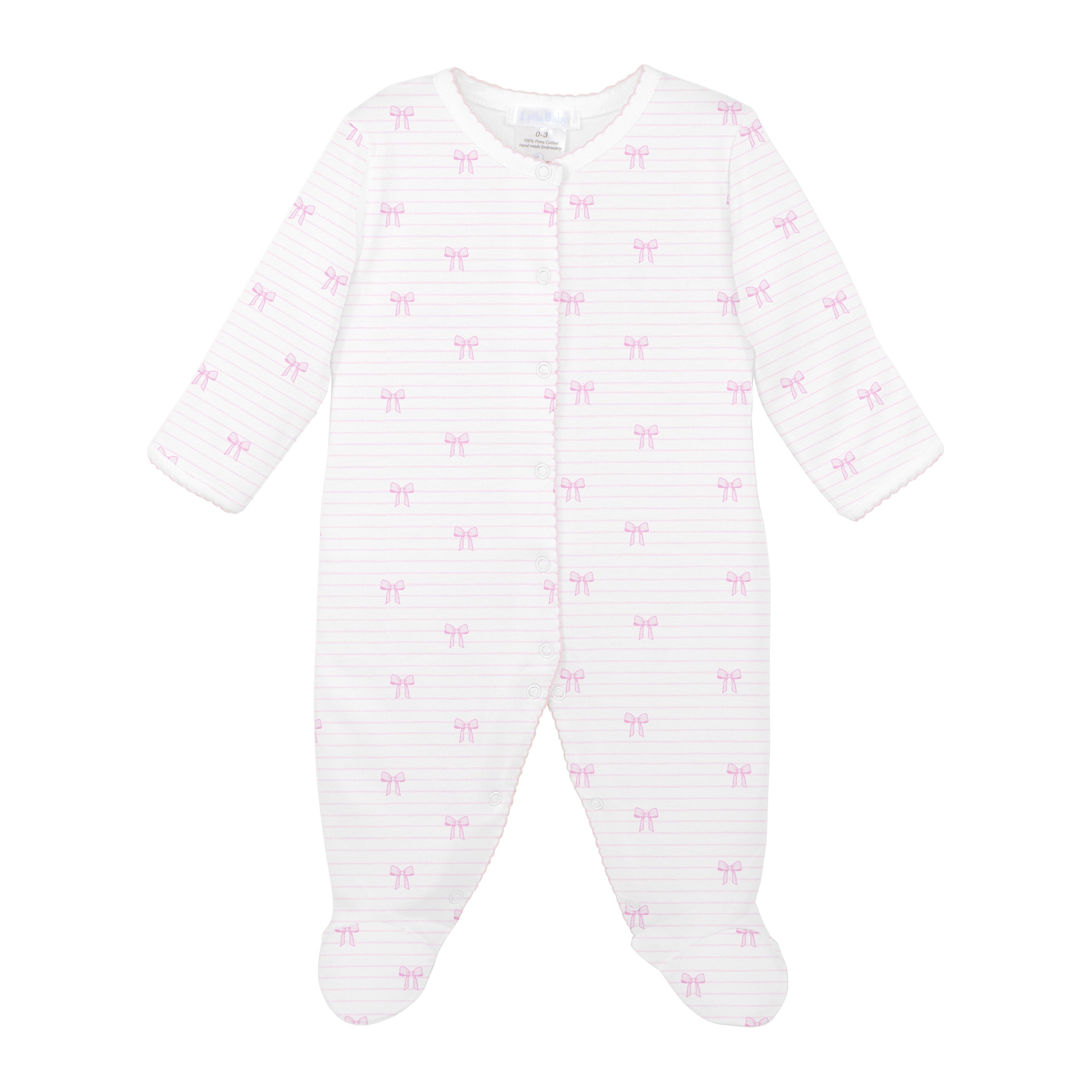 Bows And Stripes Printed Footie | Baby Girl