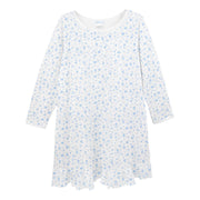 Light Blue Antique Flowers Printed  Dress | Girl