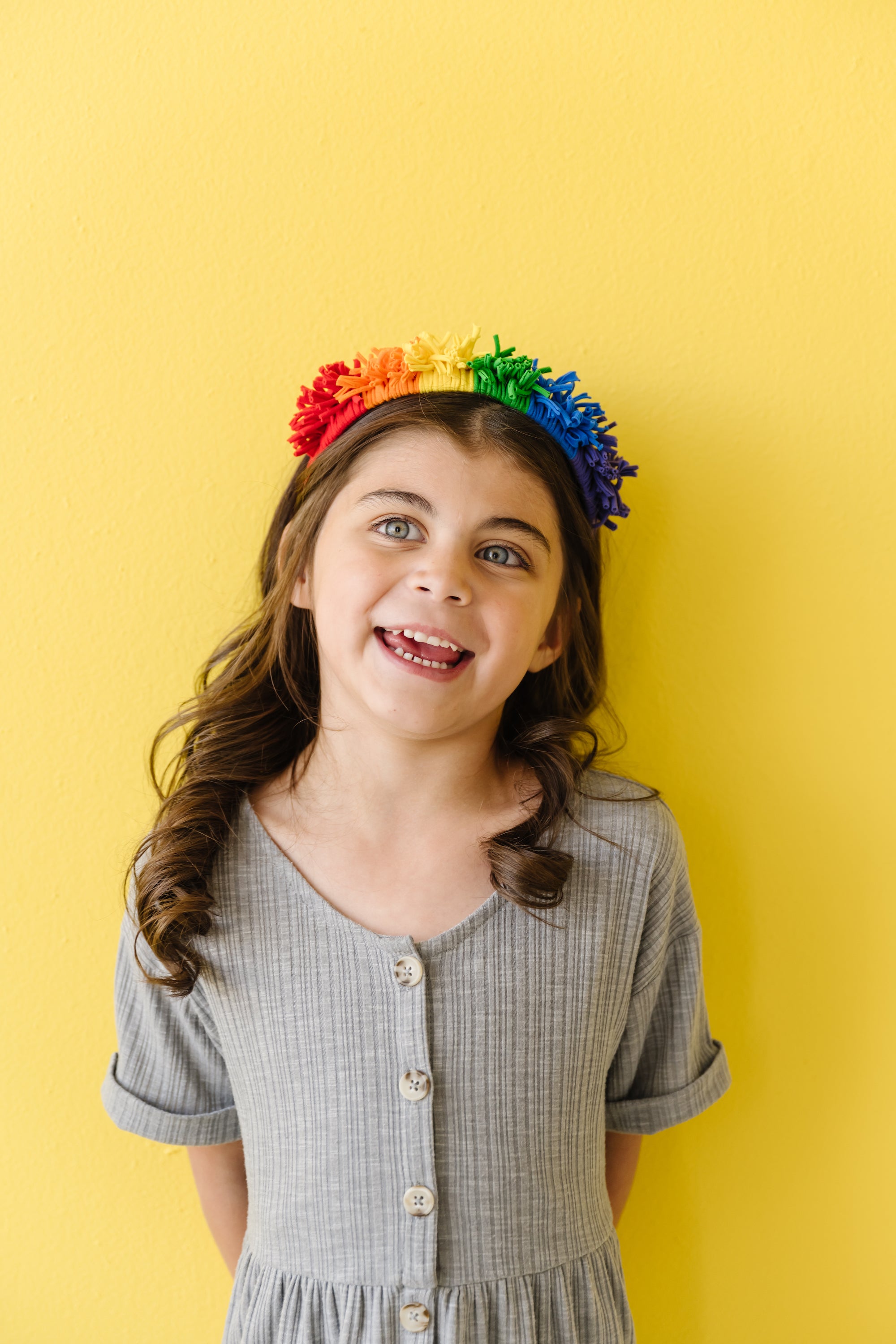 Fringe Hard Headband: Primary Rainbow