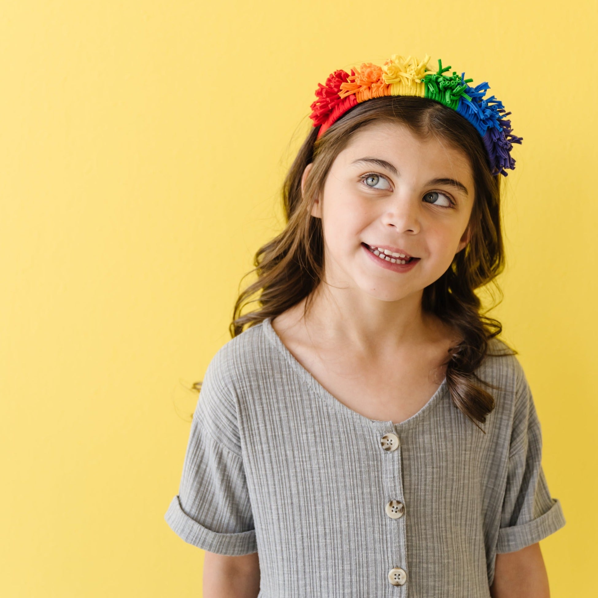 Fringe Hard Headband: Primary Rainbow