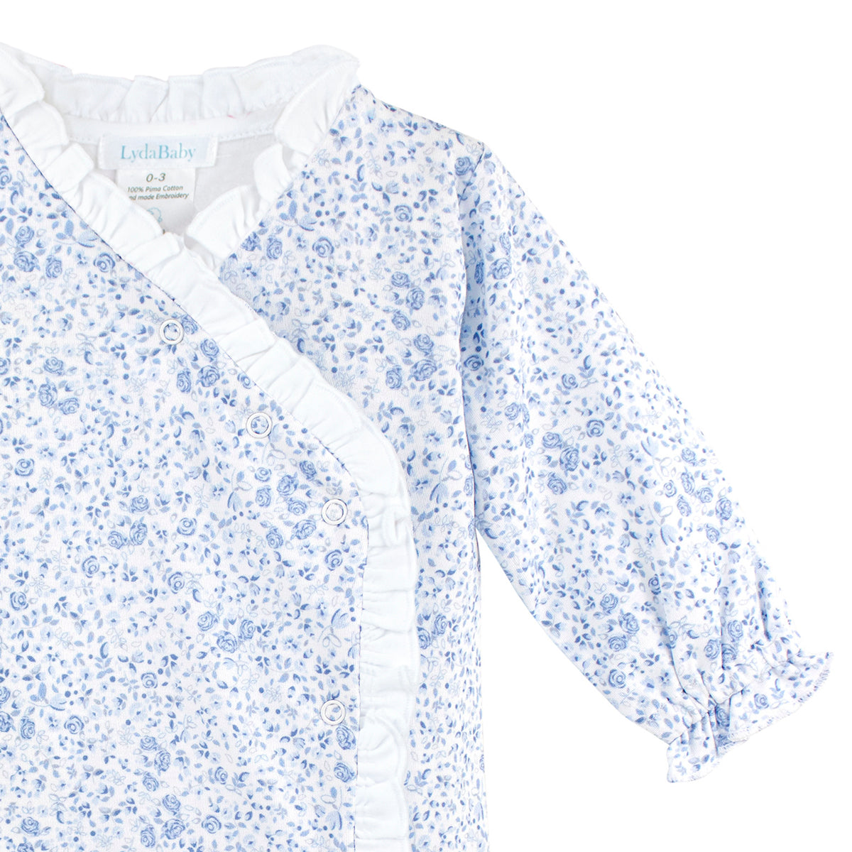 Blue Roses Printed Footie | Baby Girl
