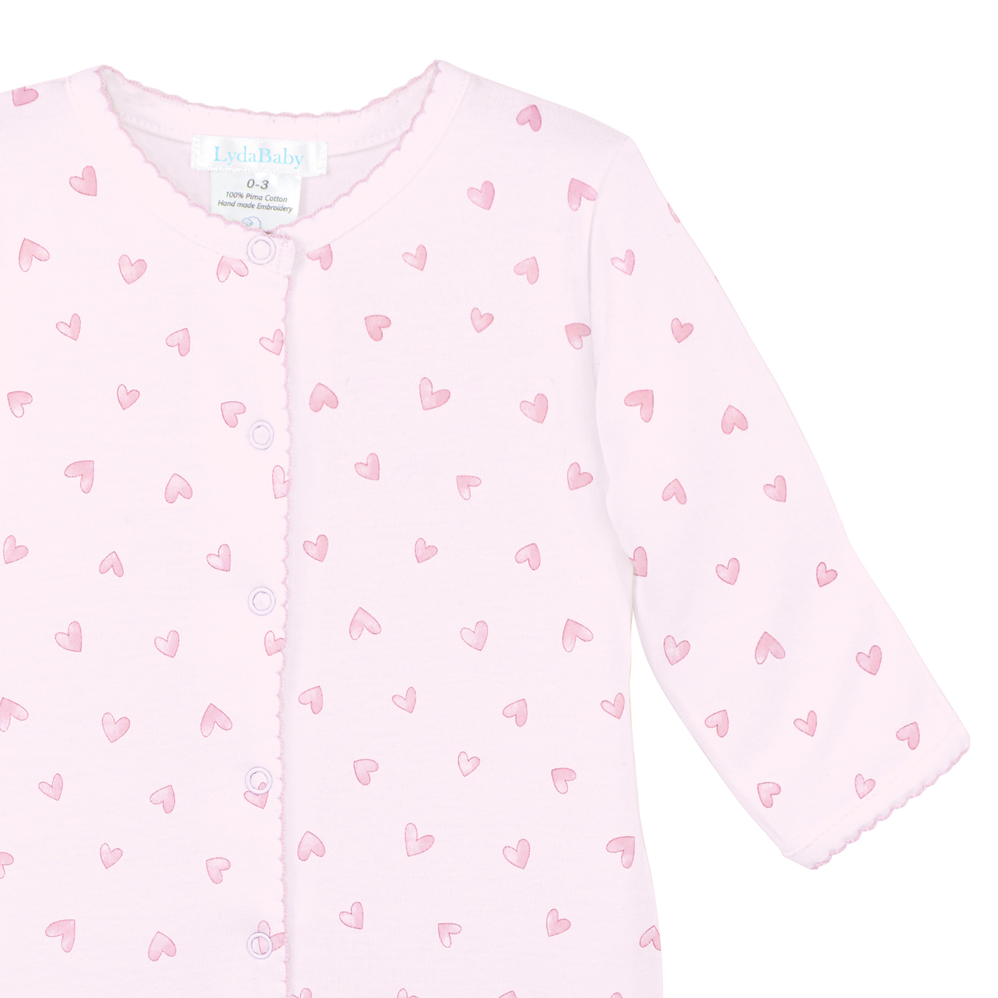 Festive Hearts Pink Printed Footie | Baby Girl