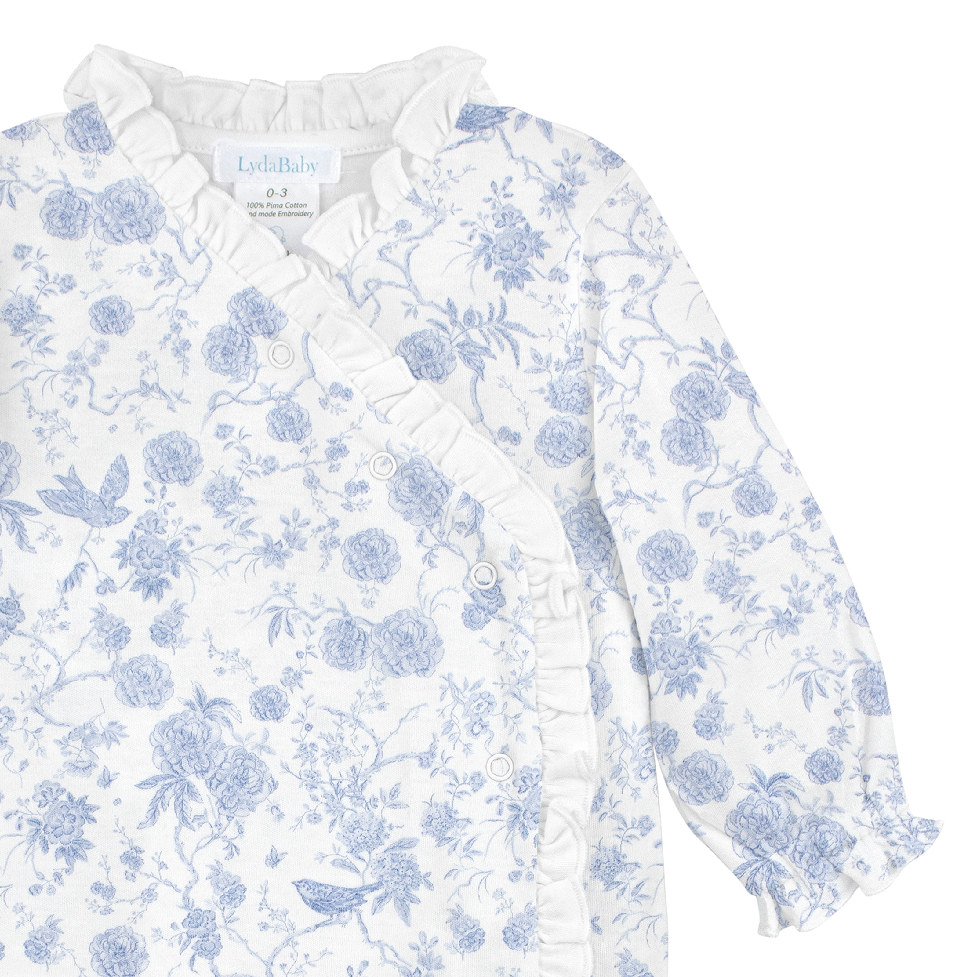 Autumn Garden Light Blue Printed Footie | Baby Girl