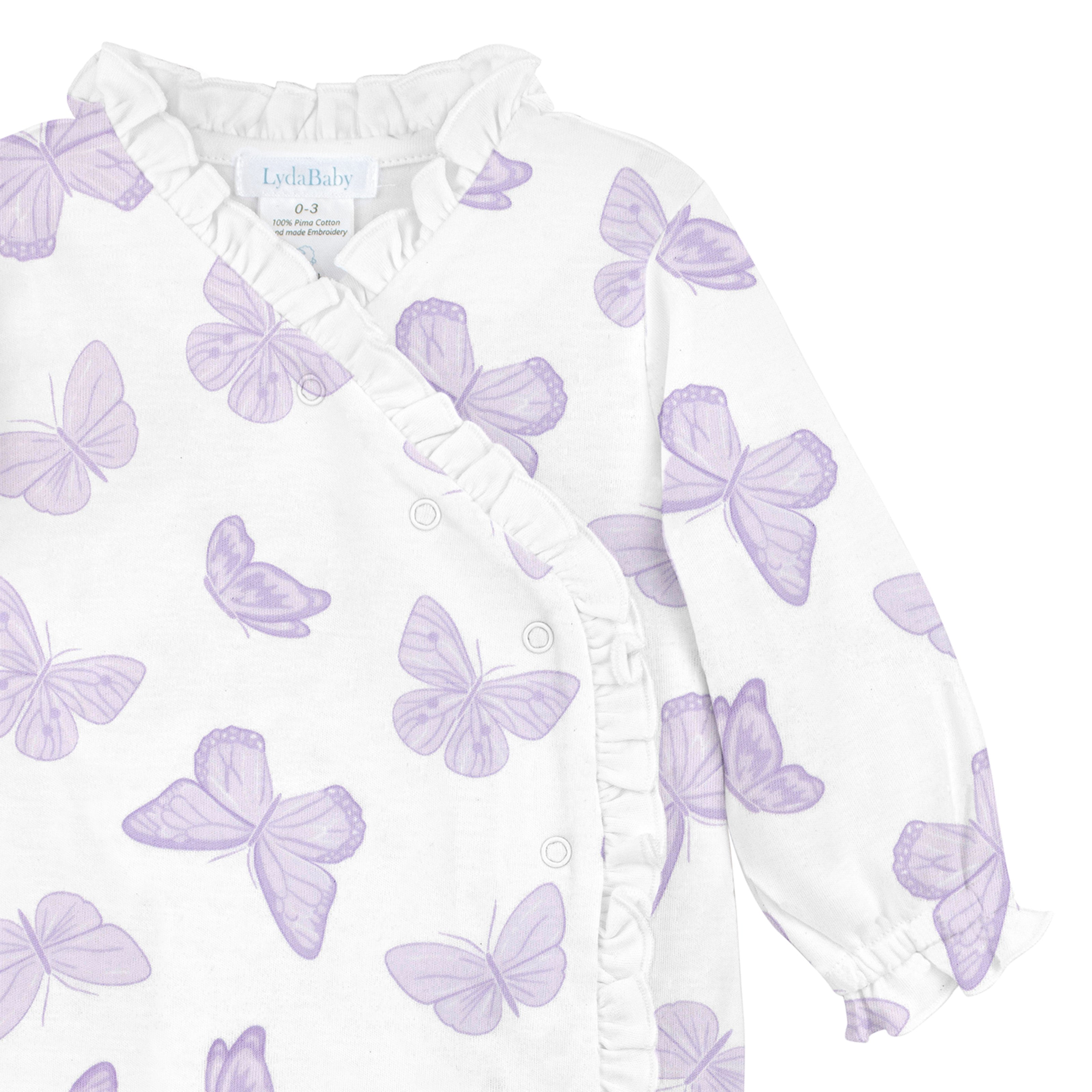 Butterflies Printed Footie | Baby Girl