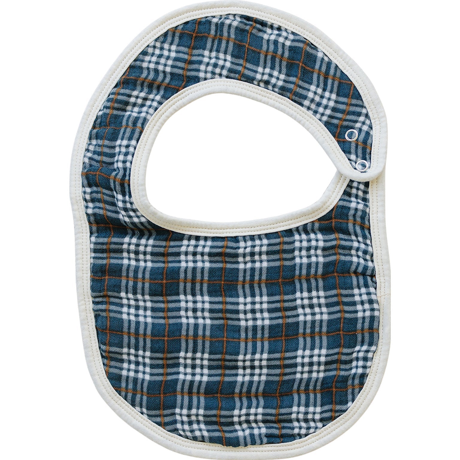 Navy Plaid Classic Muslin Bib