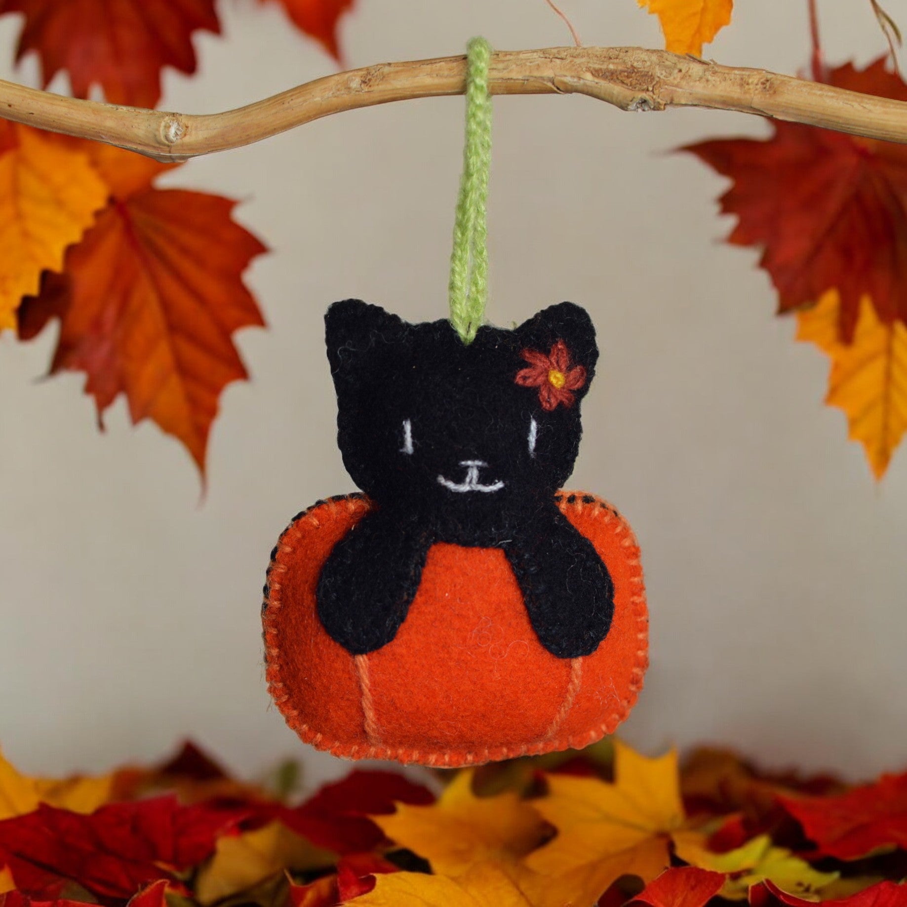 Halloween Cat Ornaments- Set Of 3