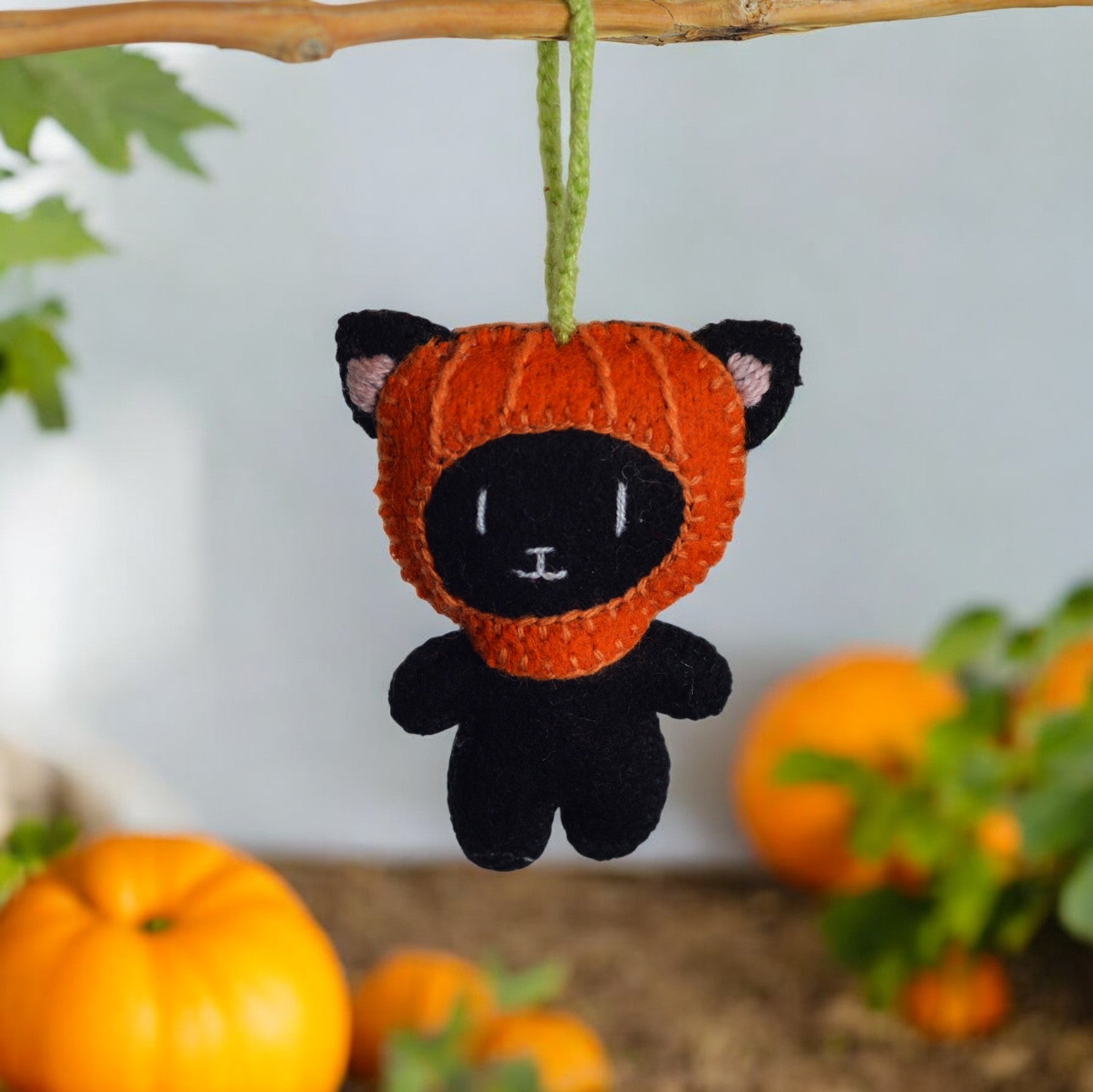 Halloween Cat Ornaments- Set Of 3