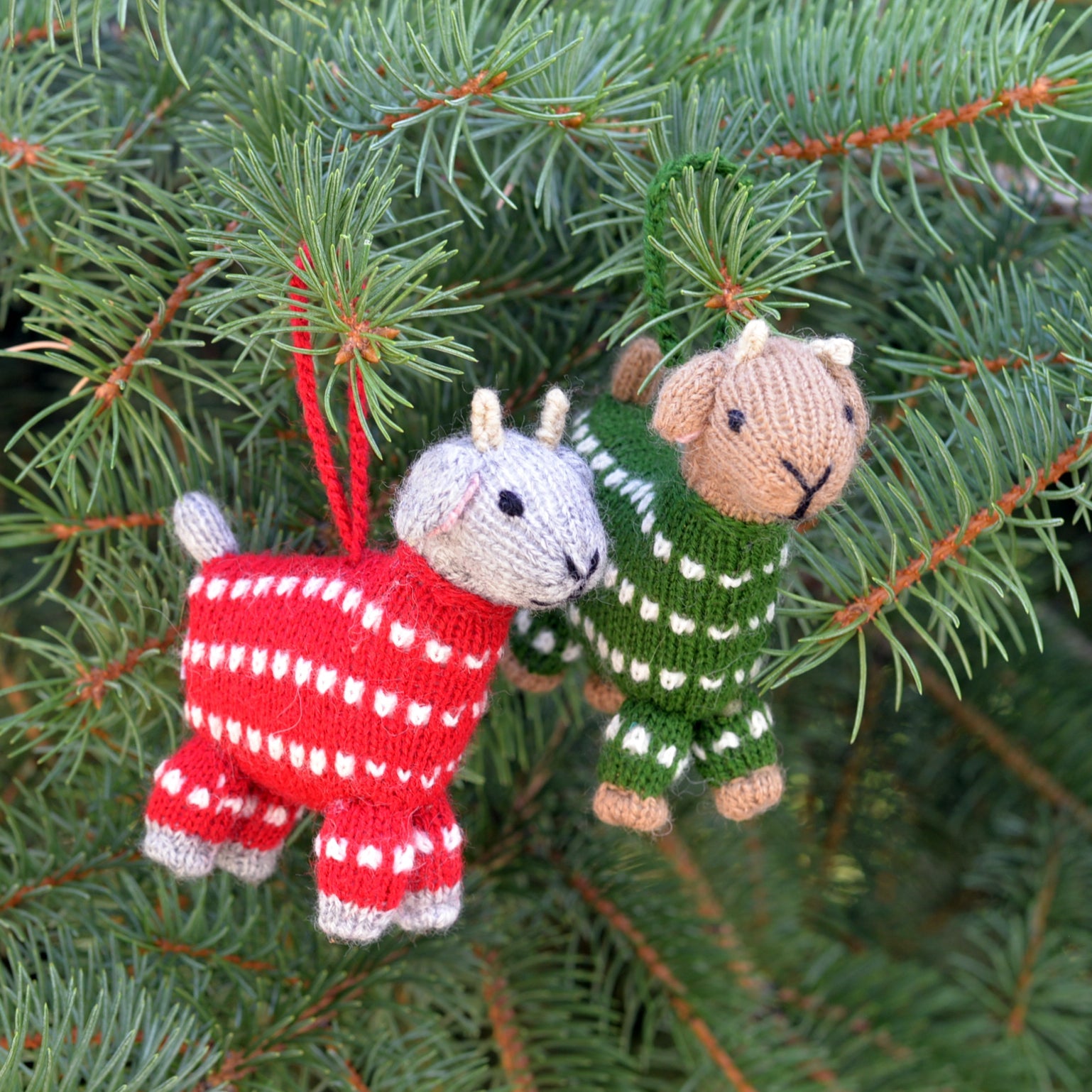 Baby Goats In Pajamas Ornaments - Set Of 2