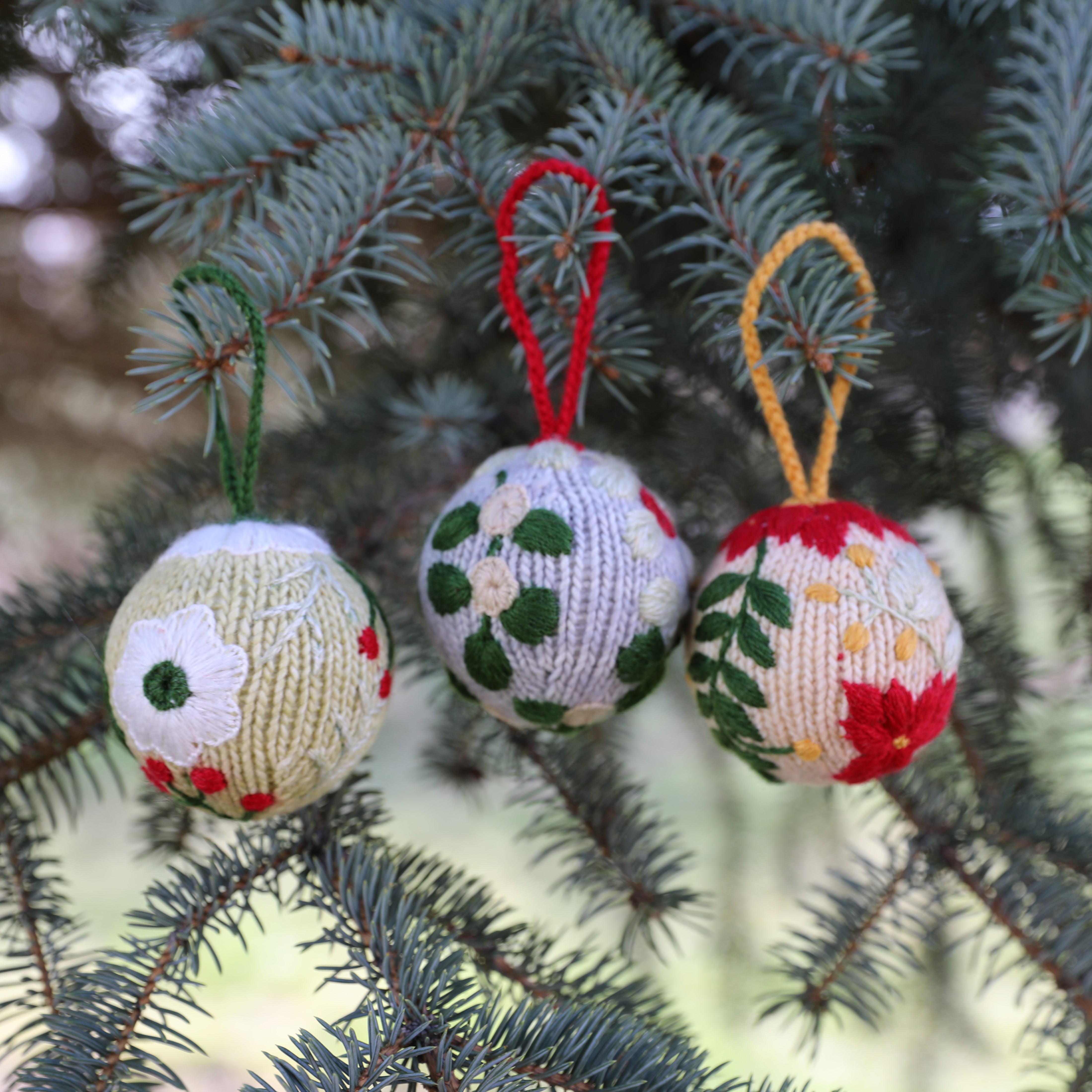 Embroidered Globe Ornaments - Set Of 3