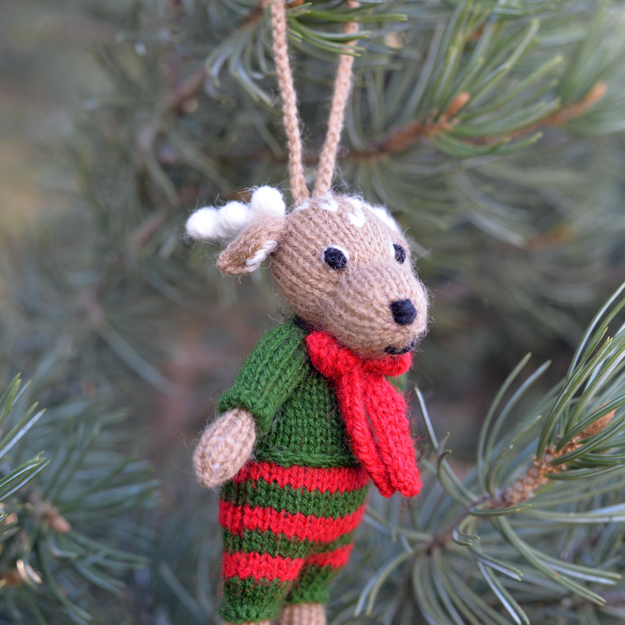 Holiday Deer Ornaments, Set Of 2