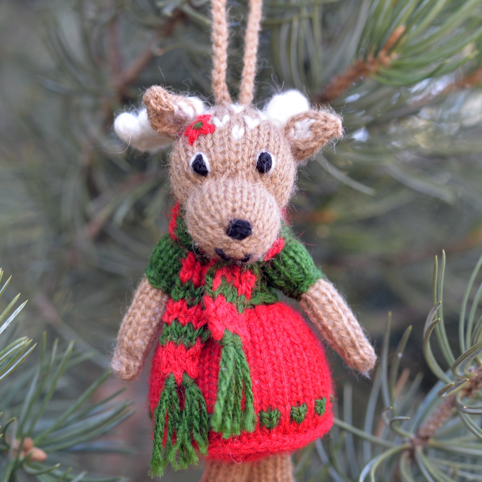 Holiday Deer Ornaments, Set Of 2