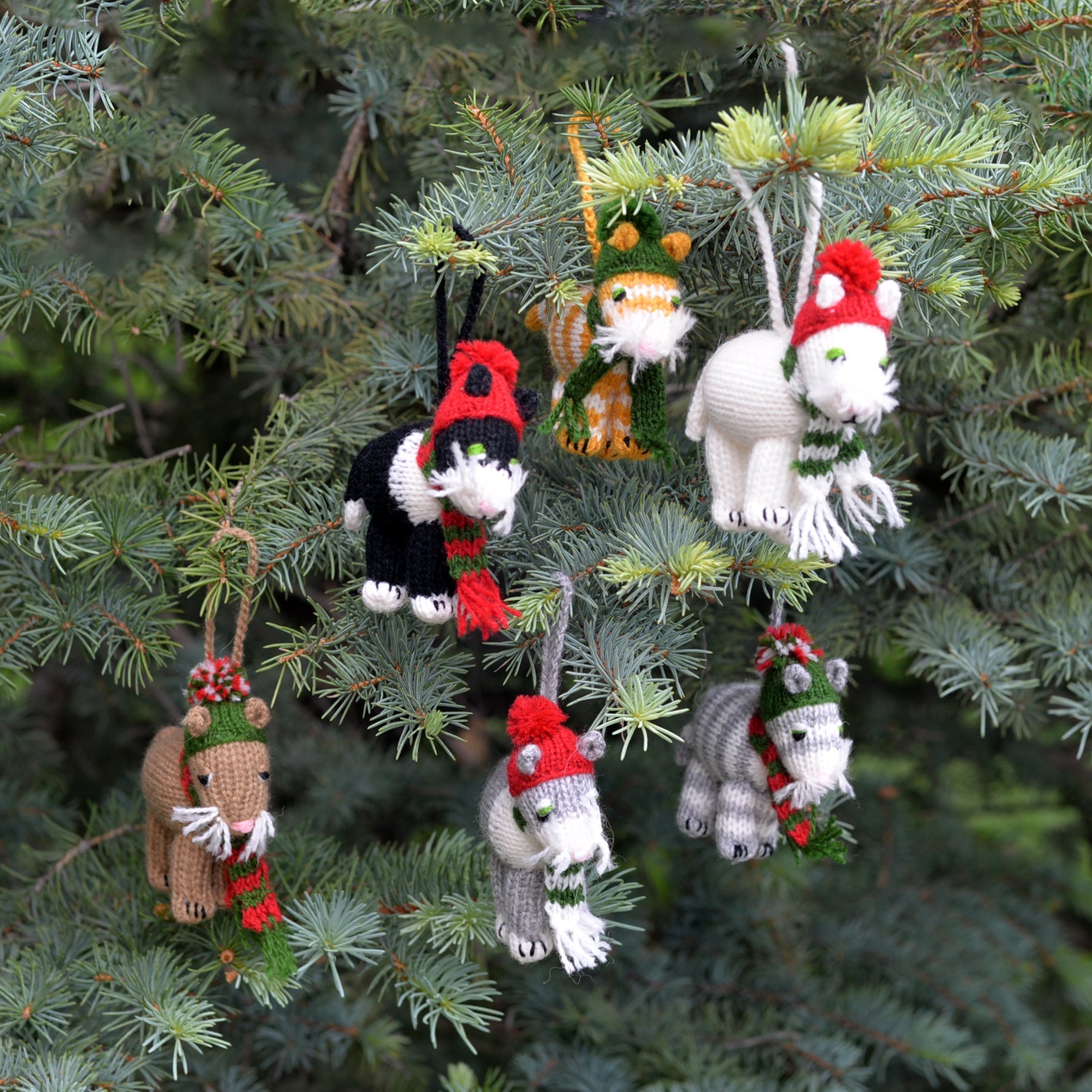 Cat Ornaments, Set Of 6