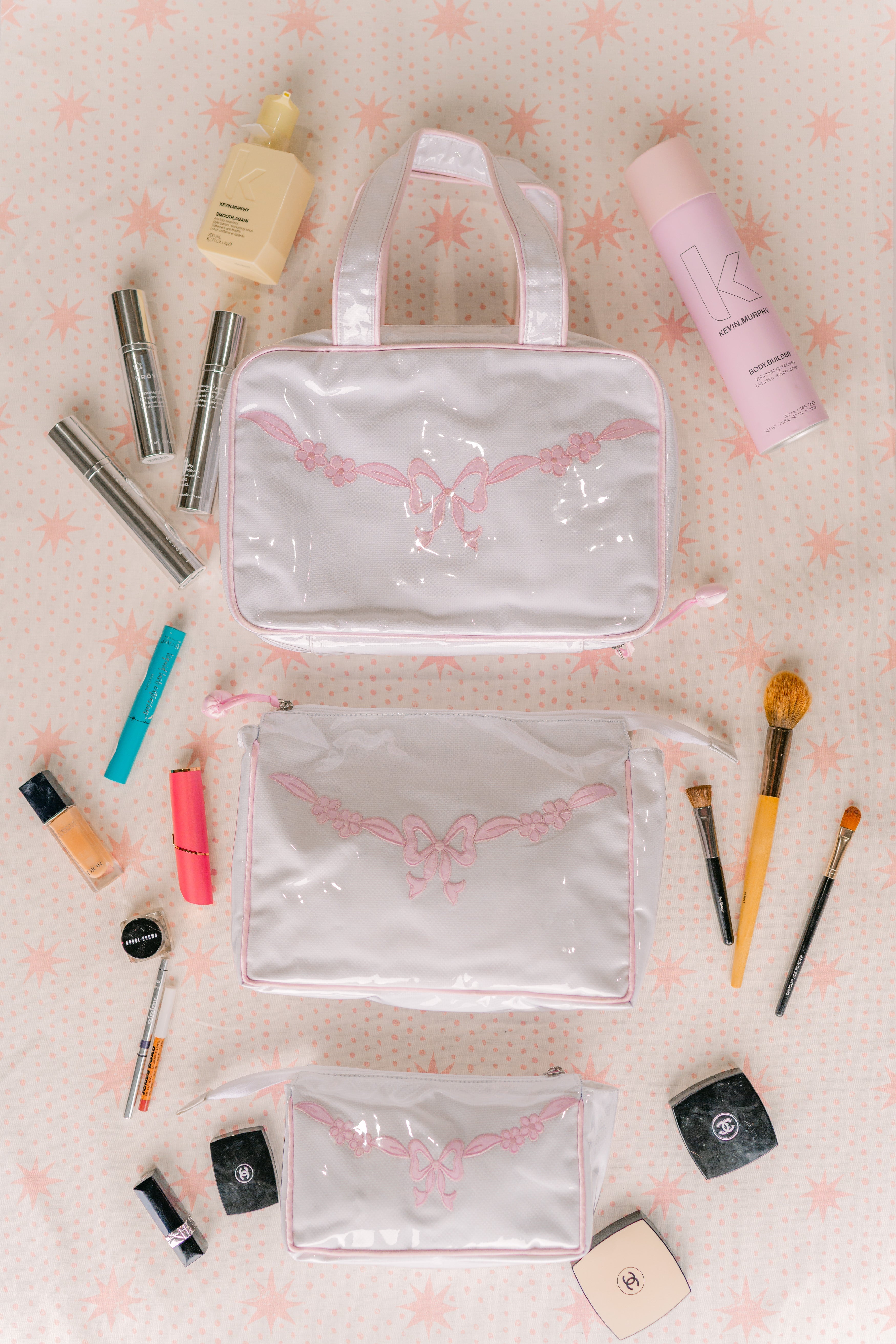 Floral Bow Large Makeup Bag