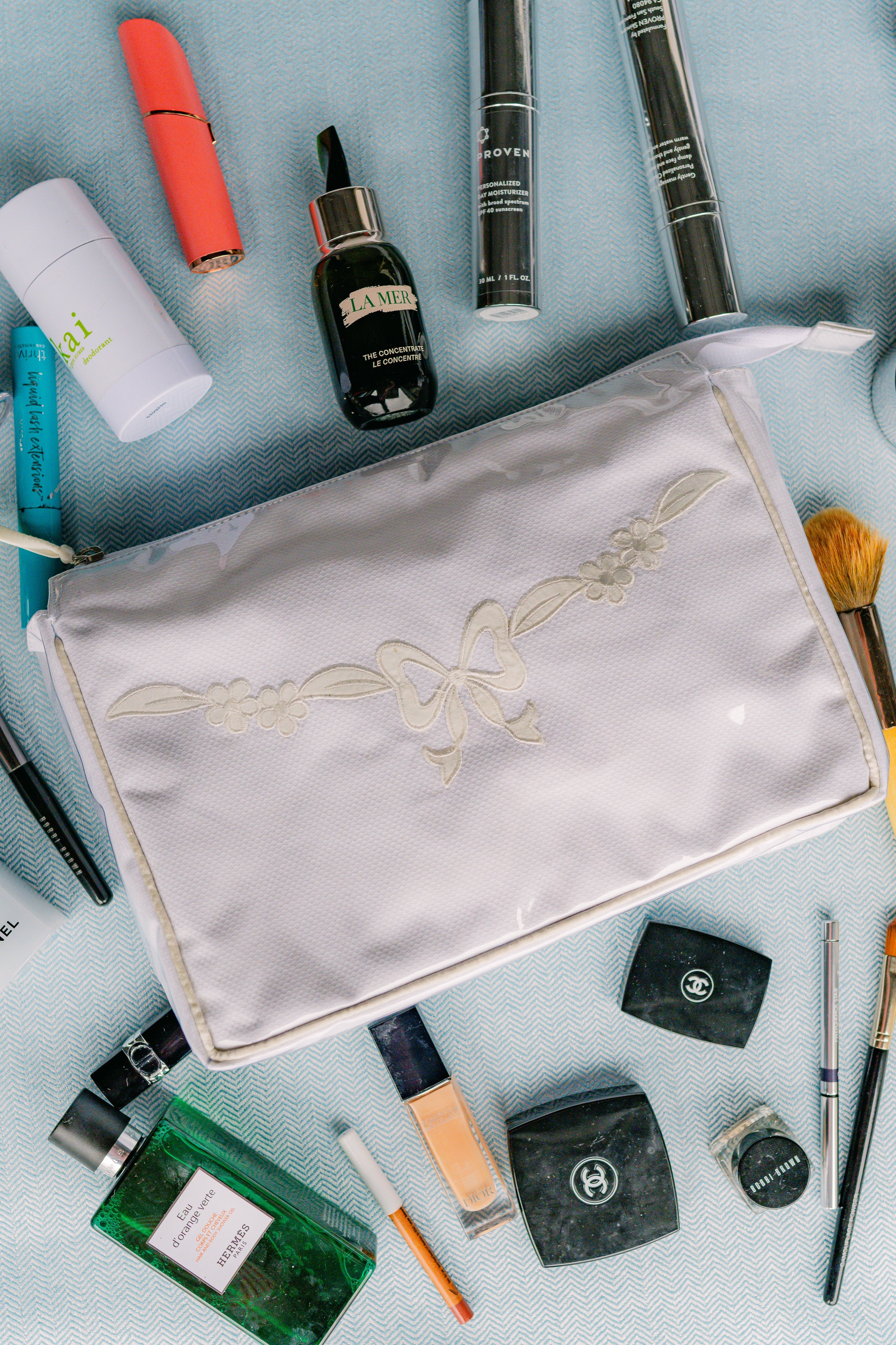 Floral Bow Large Makeup Bag