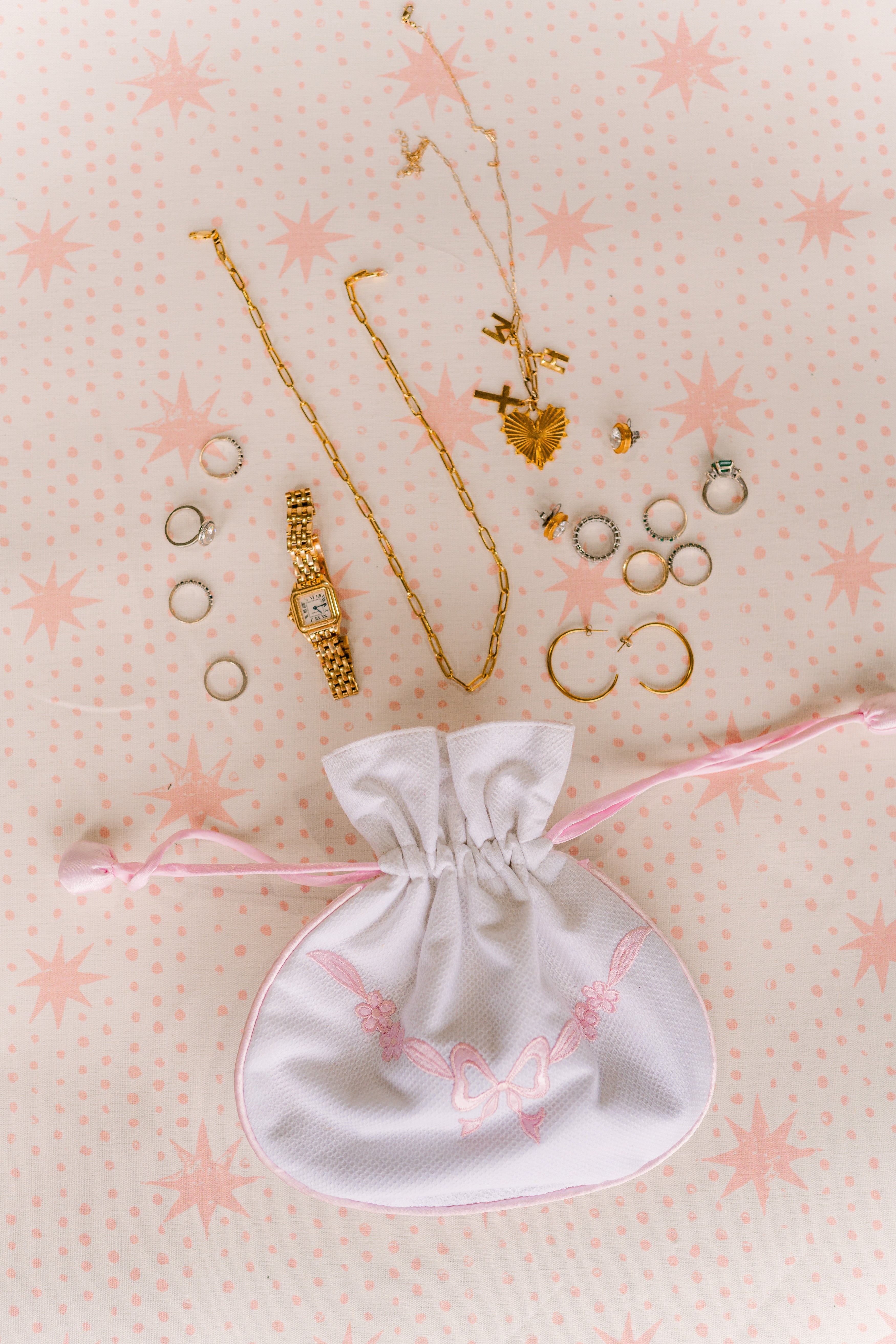 Floral Bow Jewelry Pouch