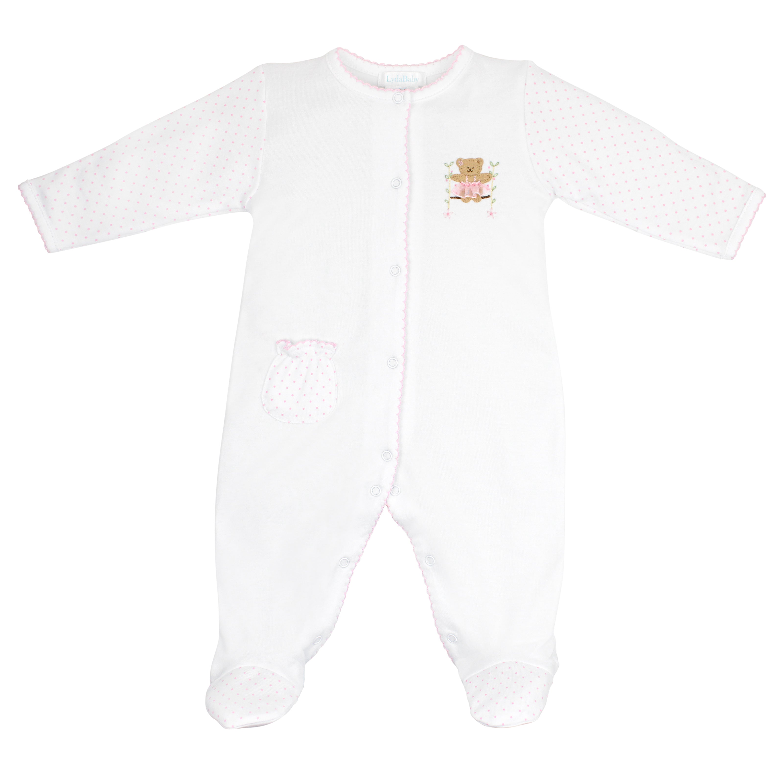 The Sweet Bear Embroidery And Printed Set 4 Pieces | Baby Girl