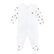 Cherries Embroidery And Printed Footie | Baby Girl