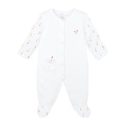 Bloom Tulips Printed And Embroidery Footie | Baby Girl