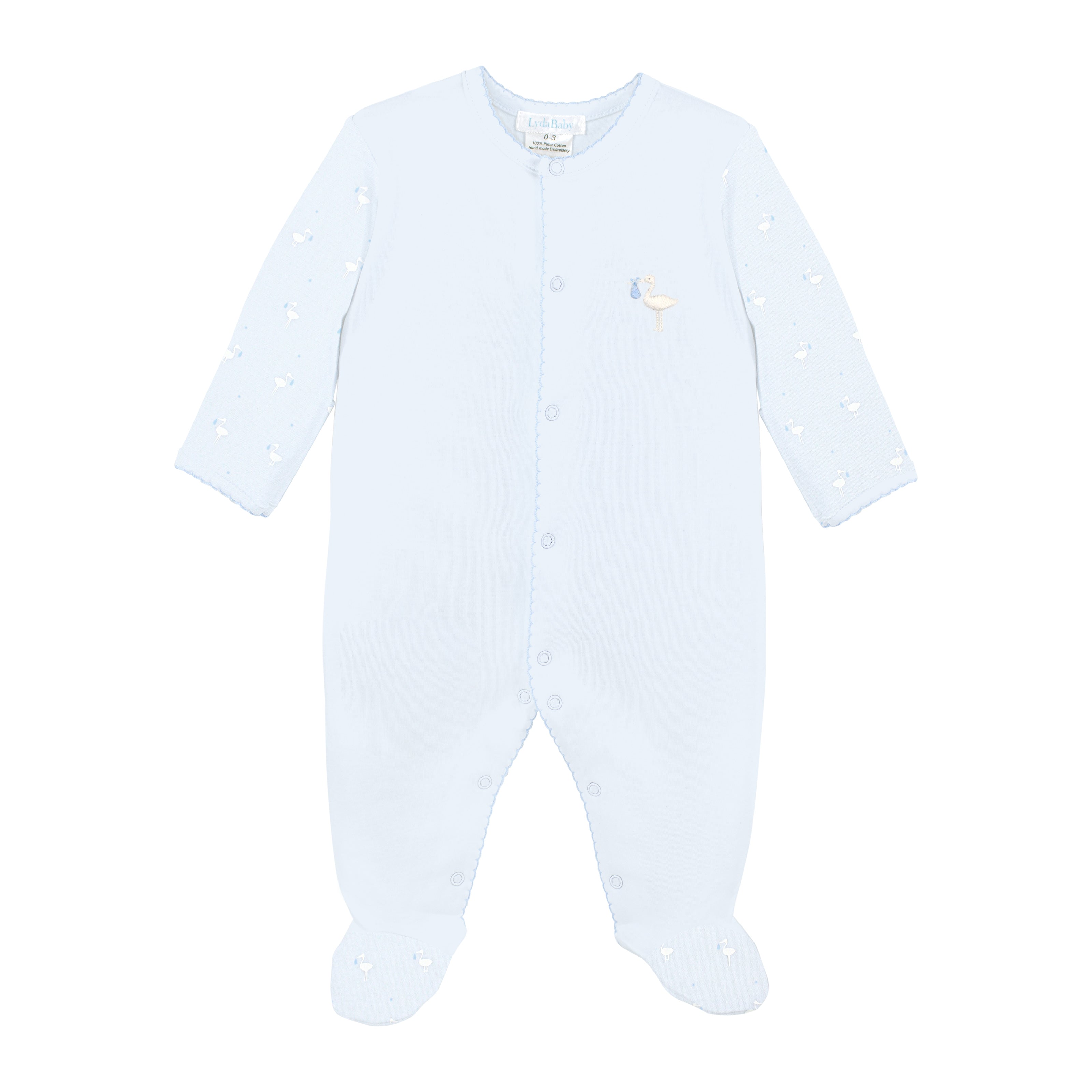 Baby Stork Printed And Embroidery Footie | Baby Boy